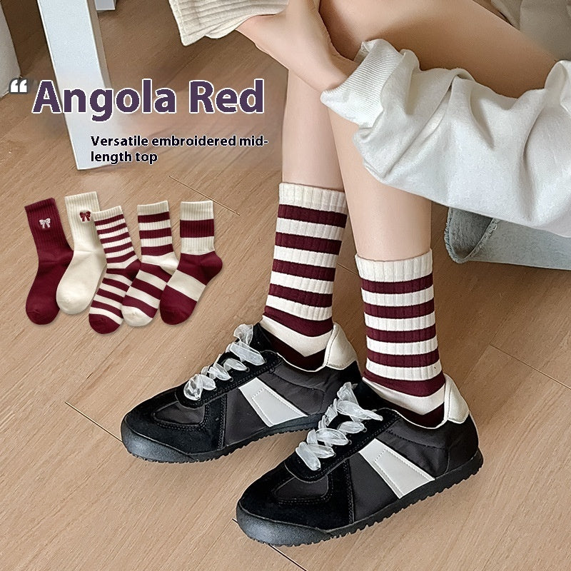 Korean Style Good-looking Sweat-absorbent Angola Red Socks