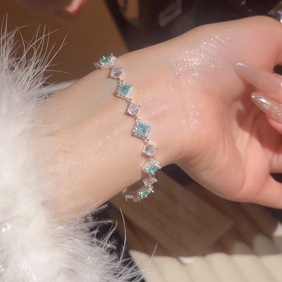 Geometric Square Zircon Bracelet Elegant Sparkling Women Is Everyday Jewelry