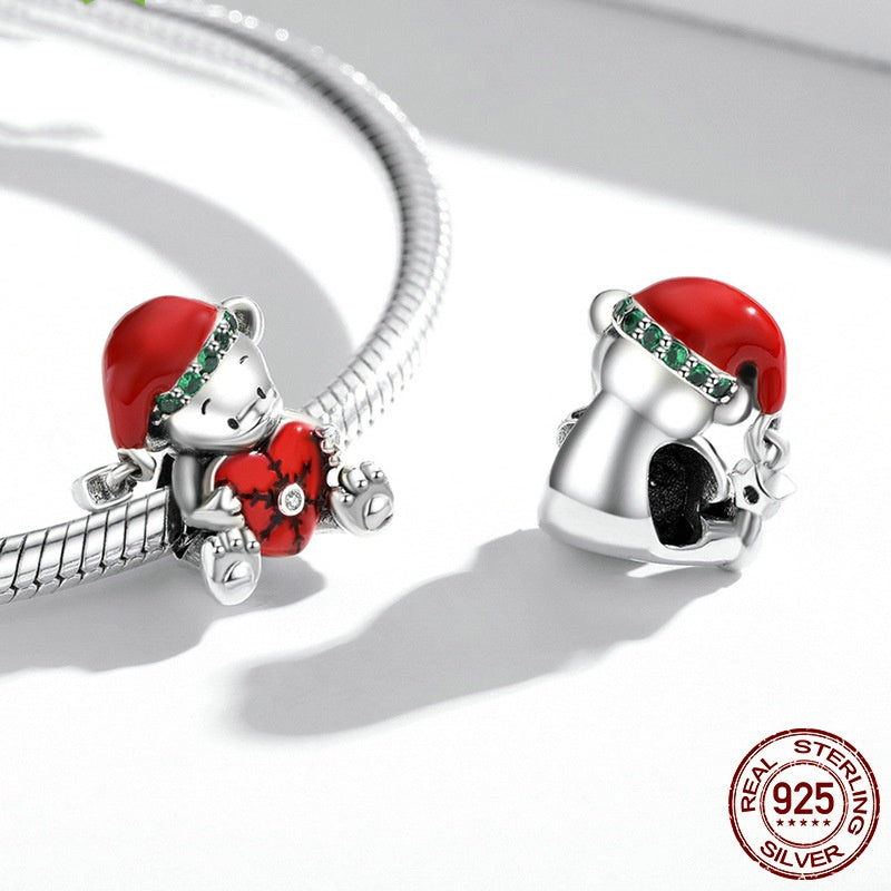 Christmas Bear Charm Beads 925 Silver Diy Beads