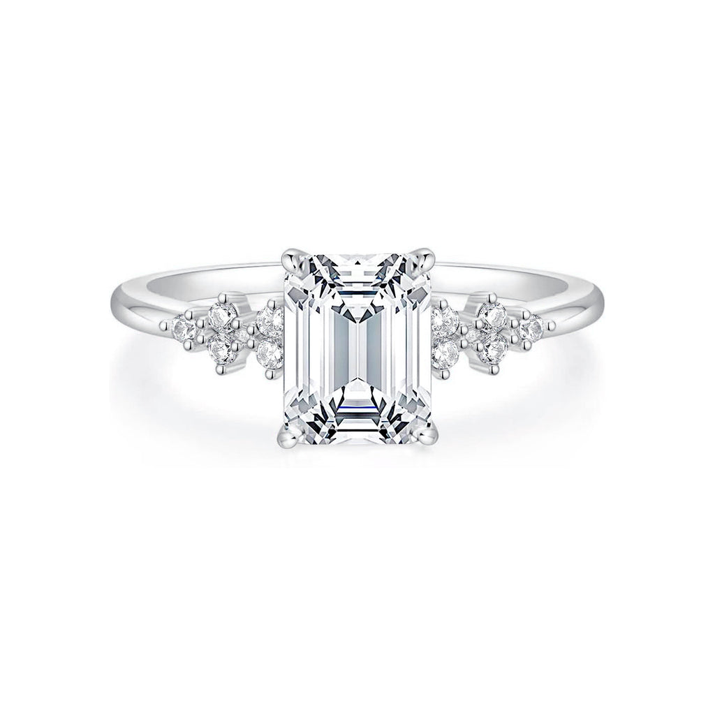 S925 Sterling Silver Pave-set Rectangular Zircon Ring