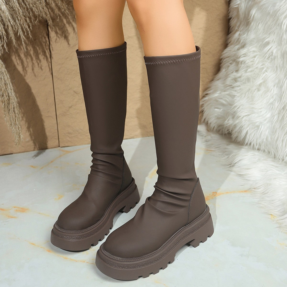 Women's Thick Bottom Retro Plus Size Boots