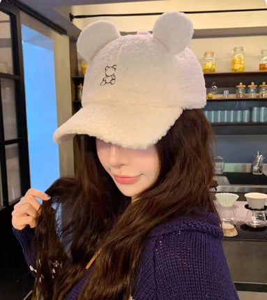 Female Versatile Teddy Bear Plush Baseball Cap
