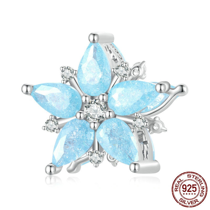 Christmas Snowflake 925 Silver Bracelet Beaded