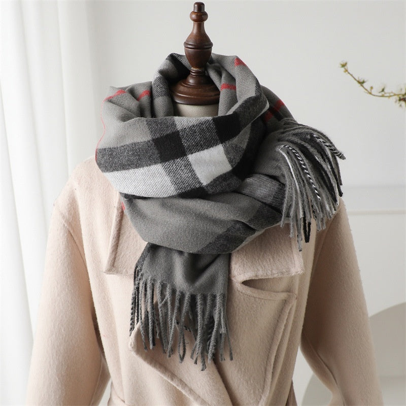 Cashmere-like Plaid Warm Shawl Scarf Unisex All-matching