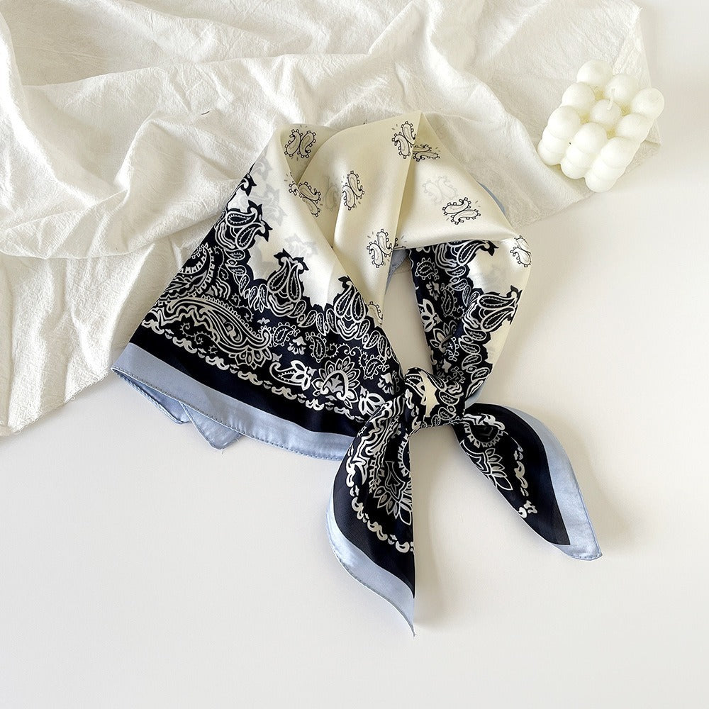 Silk Scarf Black Paisley Belt Decorative Waist Seal Hair Band