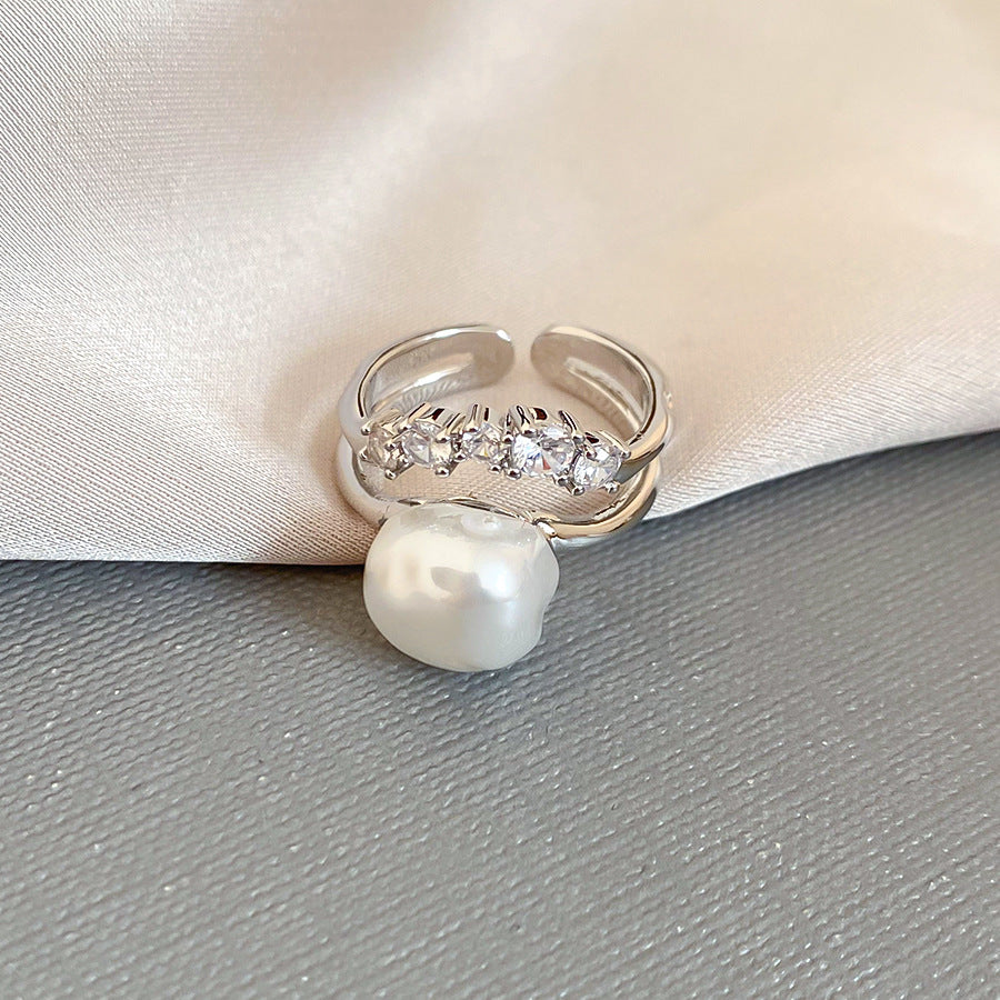 Open Ring With Irregular Pearls