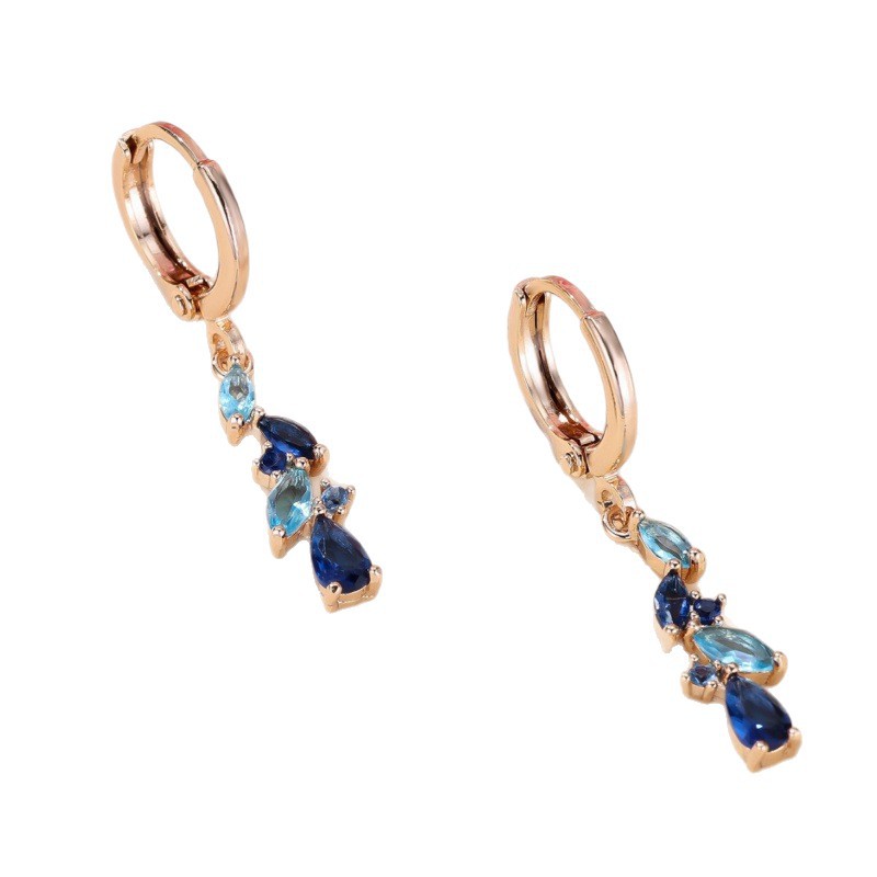 Champagne Gold Horse-Eye Aquamarine Diamond Earrings