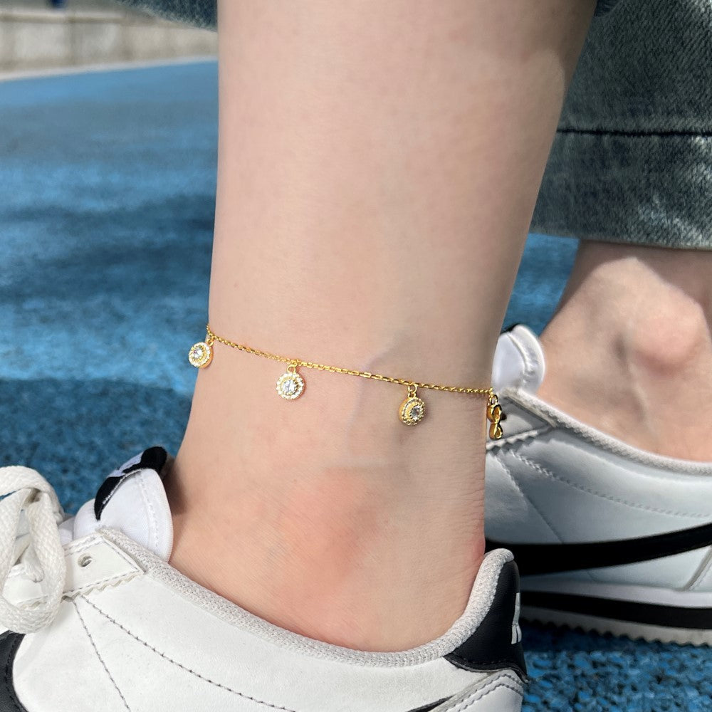 S925 Sterling Silver Unlimited Symbol Anklet Inlaid Zircon Glossy Design