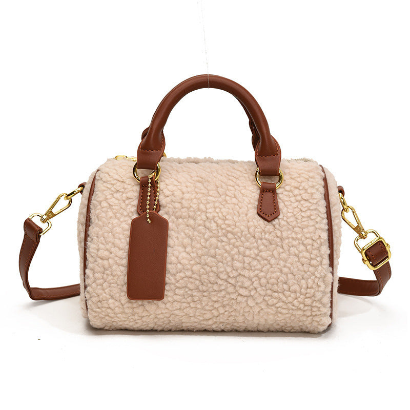 Lamb-Mohair Casual Versatile And Sophisticated Shoulder Or Crossbody Bag