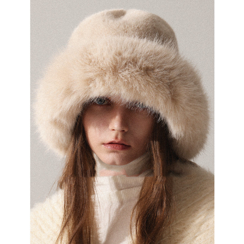 Womens Oversized Furry Fisherman Hat For Fall And Winter In Mongolian Style