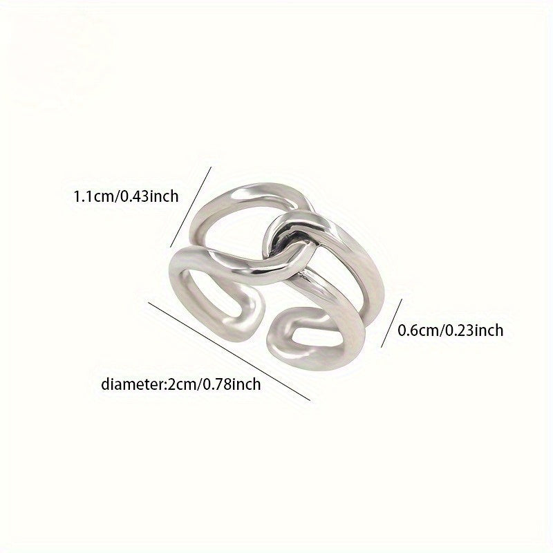 A Stainless Steel Geometric Line Ring - Minimalist & Stylish Open Design Finger Ring. Suitable For Daily Wear Or Vacations, It Serves As An Ideal Gift For Mother's Day, Valentine