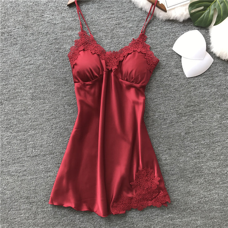 Sexy Spring And Summer Strap Nightdress Ice Silk Pajamas For Women