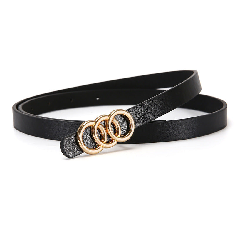 Women's Belt White Three-circle Simple All-matching Jeans