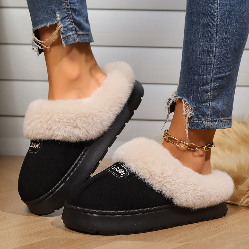Couple's Simple Autumn And Winter Indoor Half-covered Heel Slippers