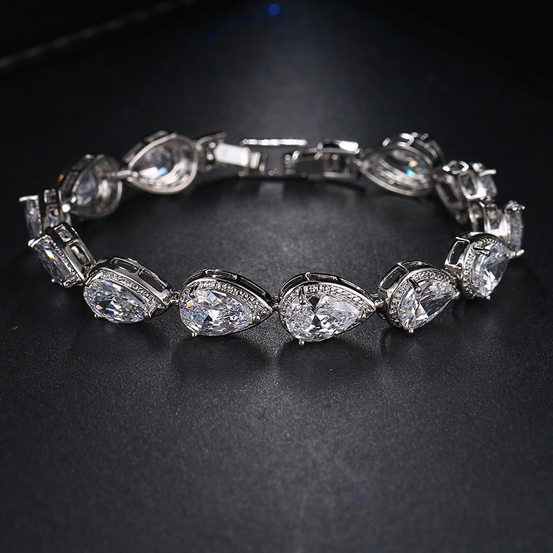 Womens Stylish Zircon Teardrop Bracelet